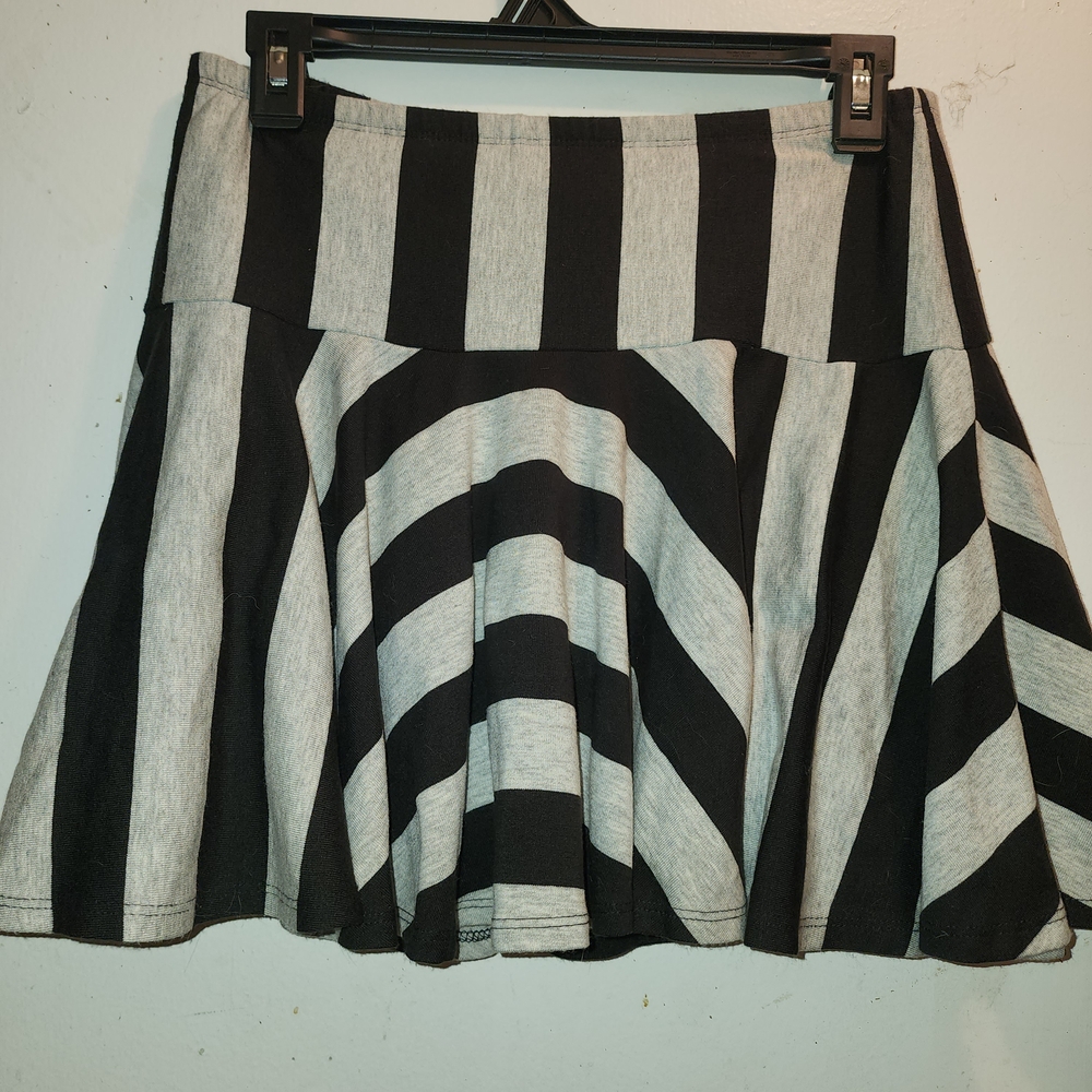 Black and Gray Striped Women's Skirt